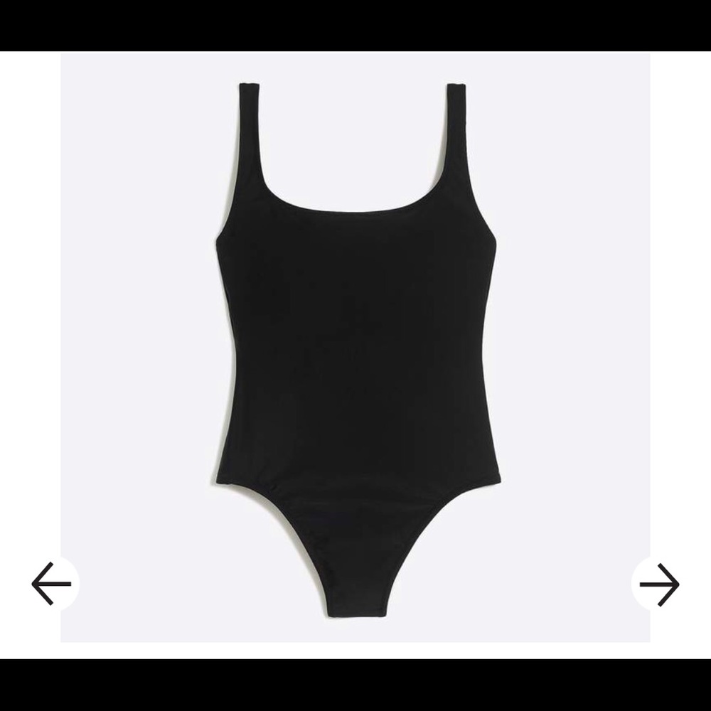 J CREW Black Scoop back Round Neck Tank SWIMSUIT M NWT